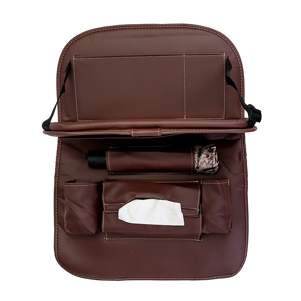 
	Microfiber Leather Car Seat Back Foldable Food Table Storage Bag Multi-functional Phone Organizer