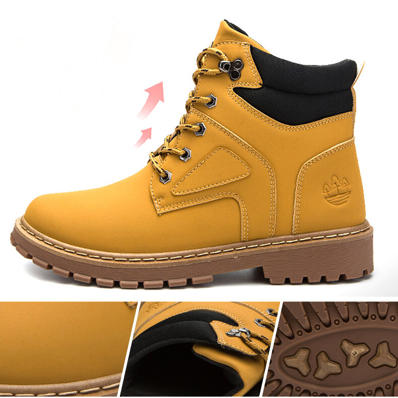
	Men Outdoor Slip Resistant Lace Up Leather Work Style Boots