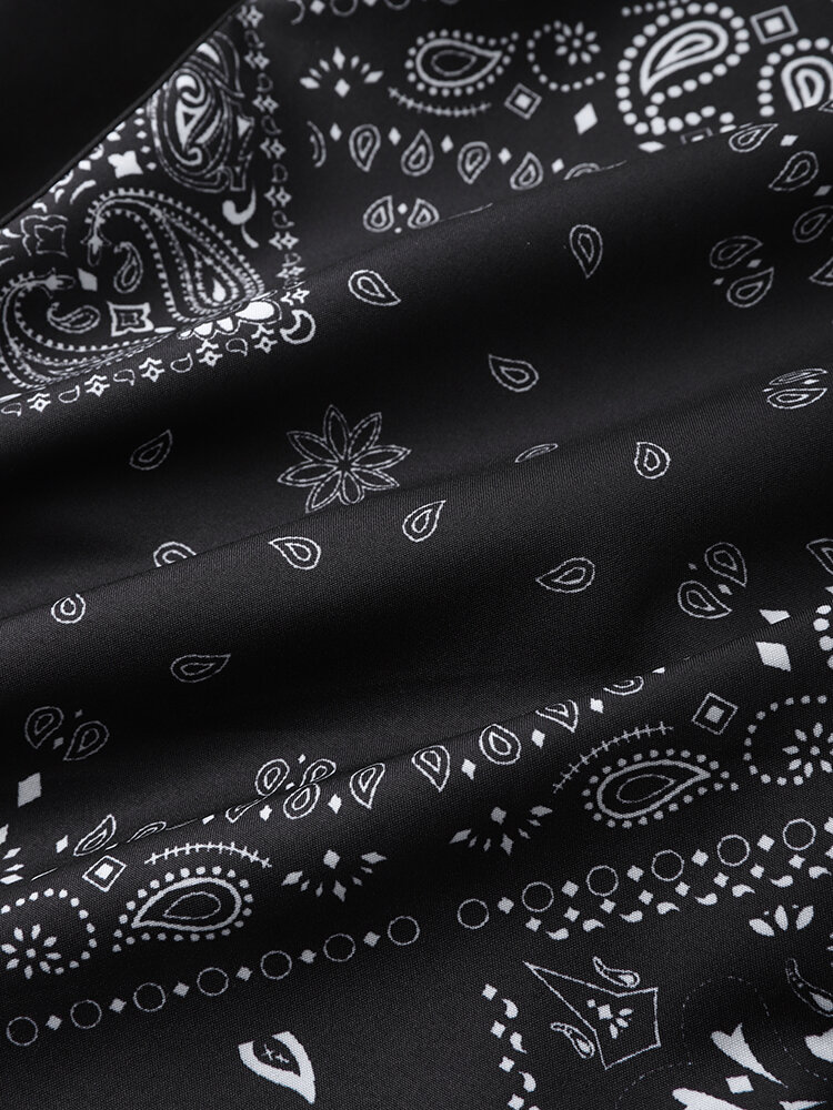 
	Mens Paisley Scarf Ethnic Pattern Open Front Black Kimono