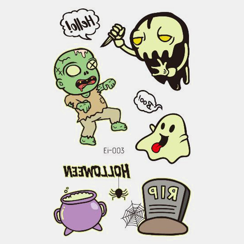 
	Halloween Luminous Tattoo Children Cartoon Stickers Body Art Waterproof Fake Temporary Tattoo Transfer Paper