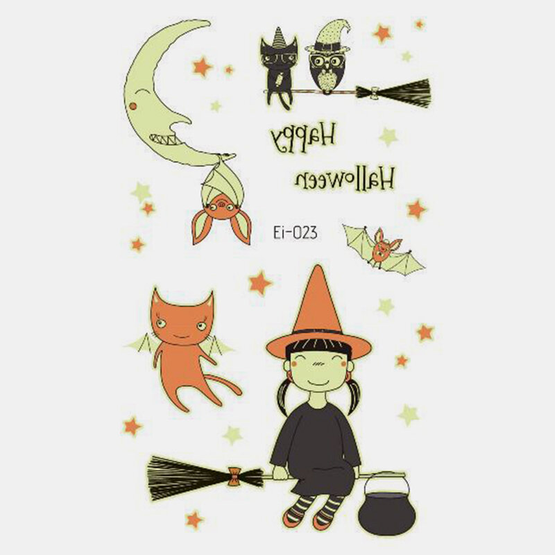 
	Halloween Luminous Tattoo Children Cartoon Stickers Body Art Waterproof Fake Temporary Tattoo Transfer Paper