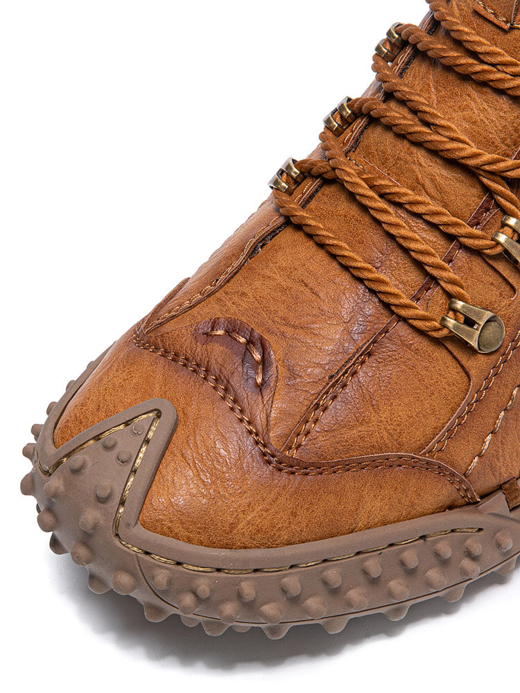 
	Menico Men Hand Stitching Metal Outdoor Casual Leather Boots