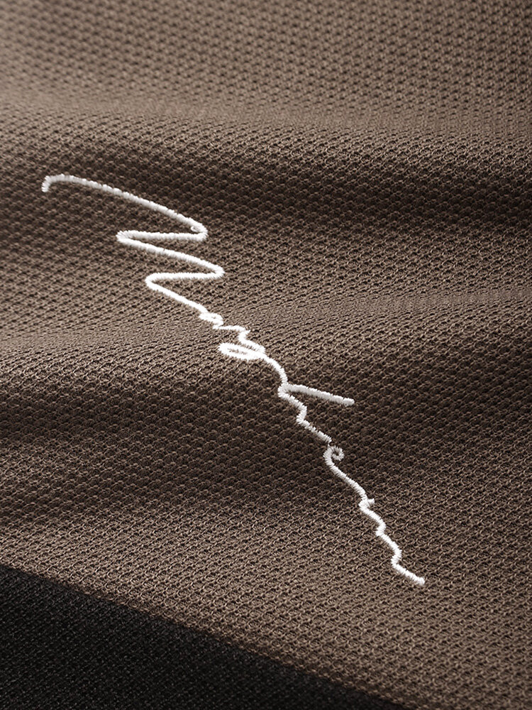 
	Mens Embroidery Tricolor Knitted Texture Short Sleeve T-Shirt