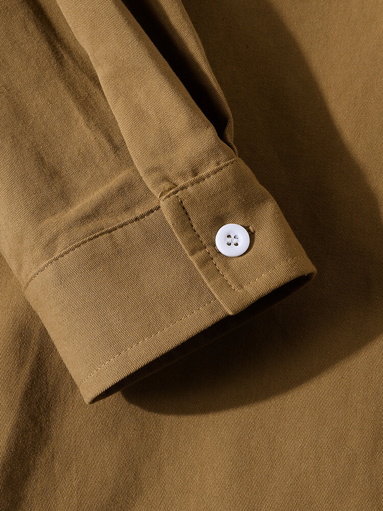 
	Mens Solid Button Up Drawstring Hooded Shirts With Flap Pocket