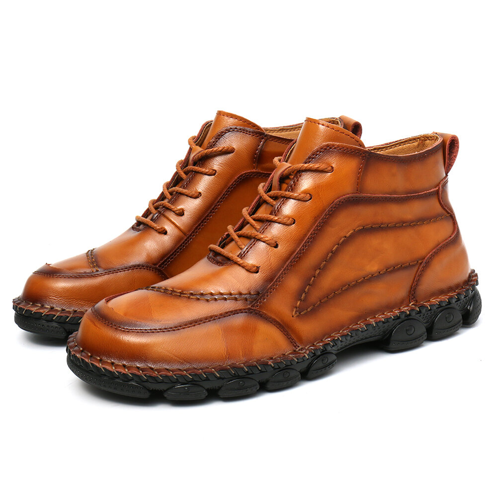 
	Men Cow Leather Non Slip Hand Stitching Casual Outdoor Boots