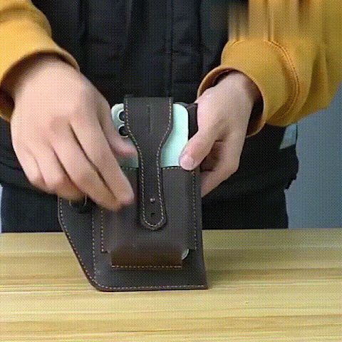 
	Men EDC Genuine Leather Keychain Holder 6.5 Inch Phone Bag Waist Bag Wallet