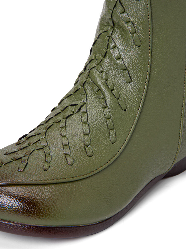 
	Casual Special Retro Woven Design Side Zipper Womens Short Boots