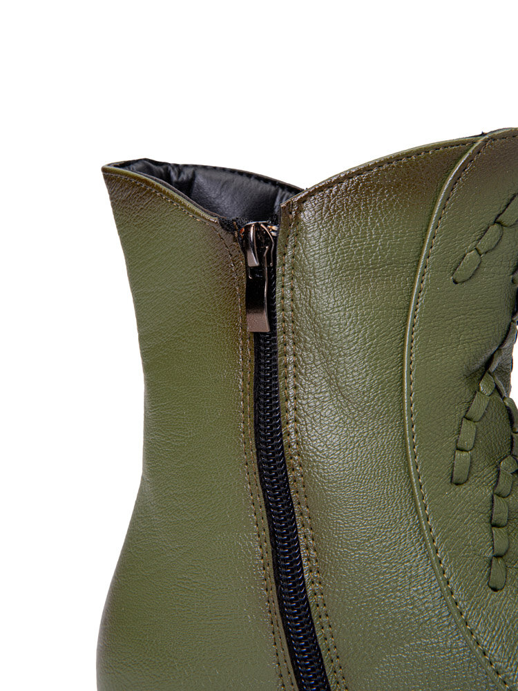 
	Casual Special Retro Woven Design Side Zipper Womens Short Boots