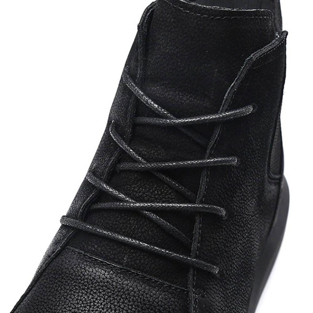 
	Men Retro Color Leather Fabric Splicing Non-slip Soft Sole Casual Boots