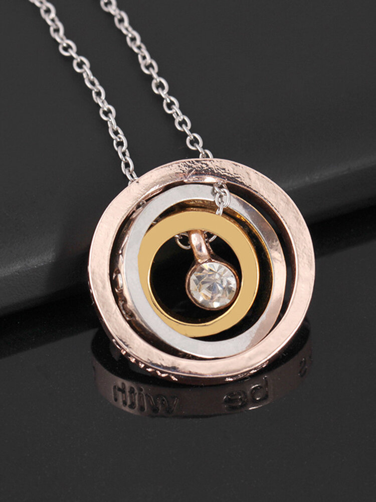 
	Vintage Alloy Letter Circle Necklace Rhinestone Pendant Transfer Beads Jewelry