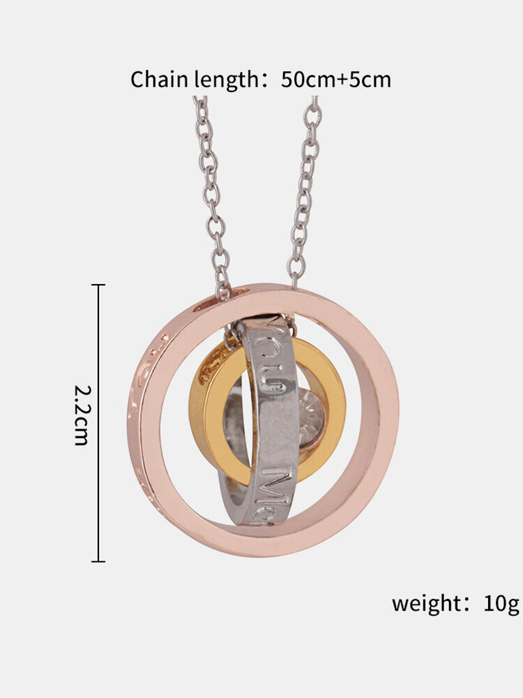 
	Vintage Alloy Letter Circle Necklace Rhinestone Pendant Transfer Beads Jewelry