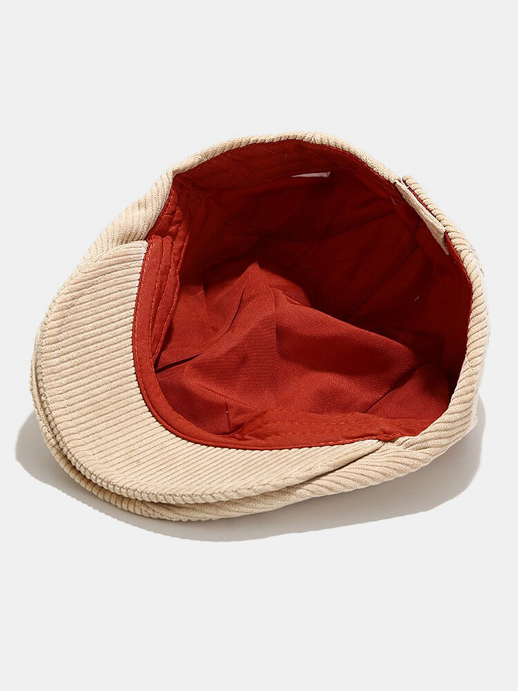 
	Men & Women Corduroy Casual All-match Solid Color Forward Hat Beret Hat