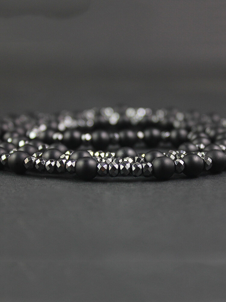 
	Vintage Natural Stone Men Necklace Cross Pendant Beaded Long Sweater Chain Jewelry Gift