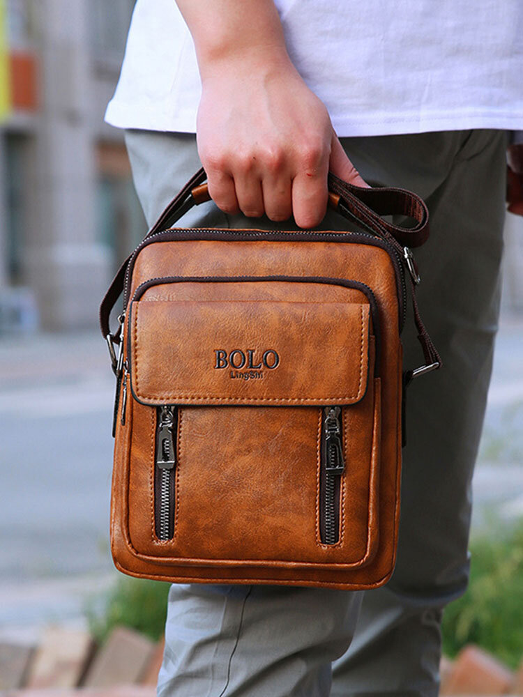 
	Men PU Leather Retro Multi-Layers Crossbody Bag Sling Bag