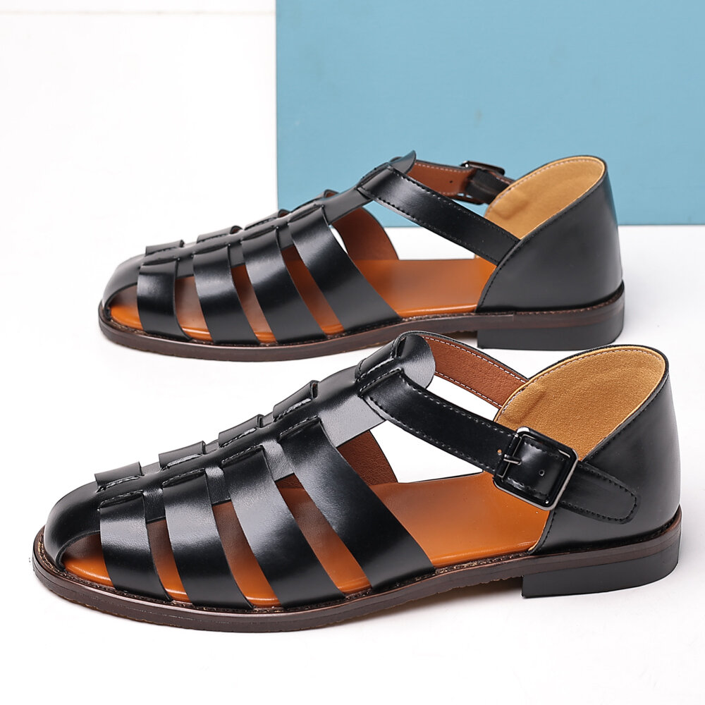 
	Men Non Slip Metal Buckle Beach Casual Stripe Sandals