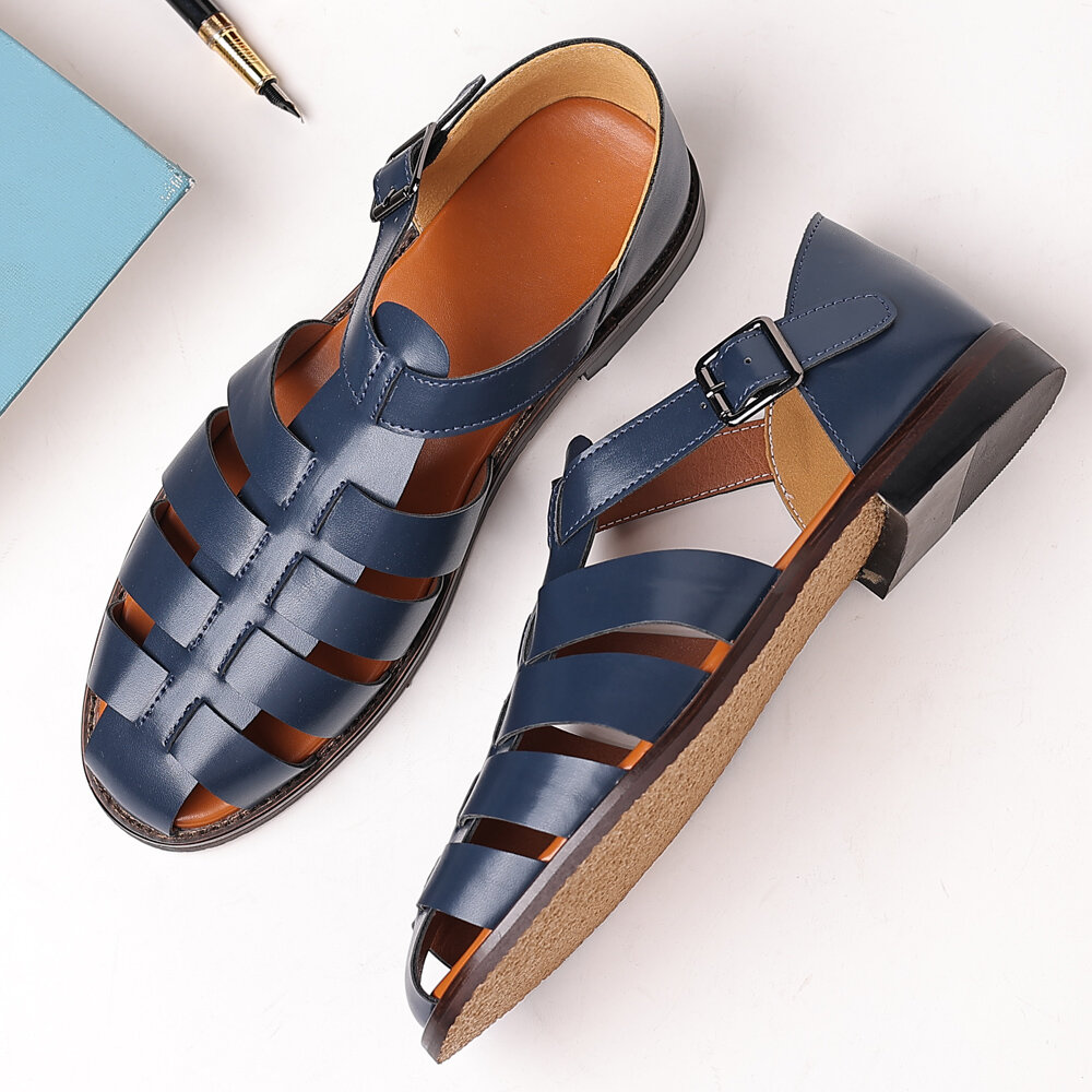
	Men Non Slip Metal Buckle Beach Casual Stripe Sandals