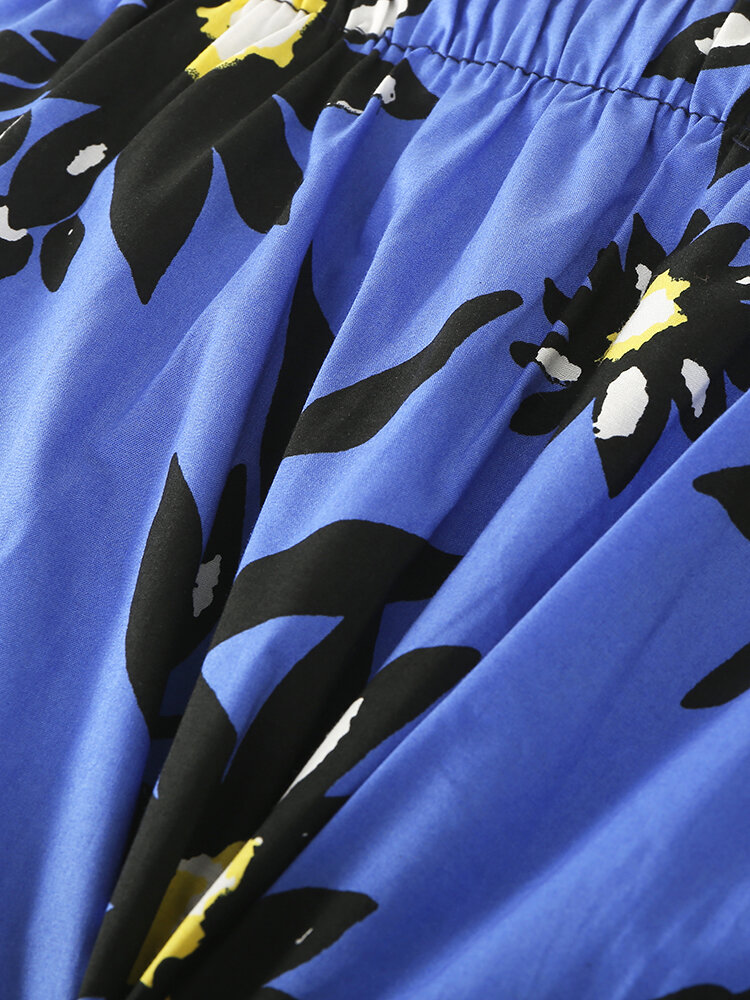 
	Mens 100% Cotton Floral Print Cozy Mid Waist Lounge Shorts Pajama Bottoms