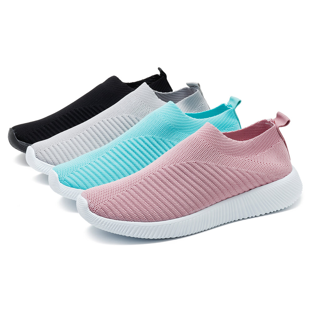 
	Big Size Women Running Sneakers Athletic Breathable Mesh Soft Vulcanized Socks Shoes