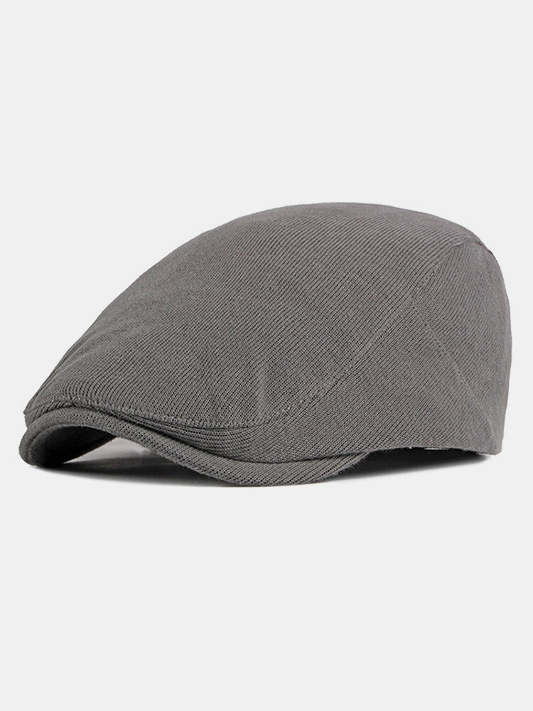 
	Men Cotton Solid Color Outdoor Leisure Wild Forward Hat Flat Cap