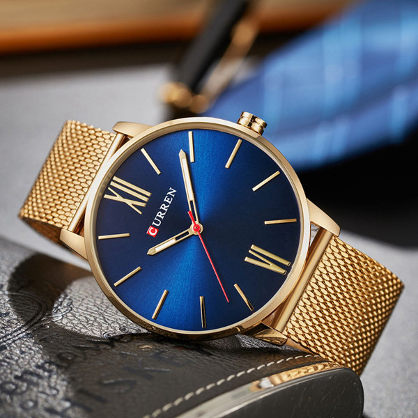 
	CURREN Luxury Mens Watch Fashion Casual Ultra Thin Waterproof Stainless Steel Silver Watch for Men