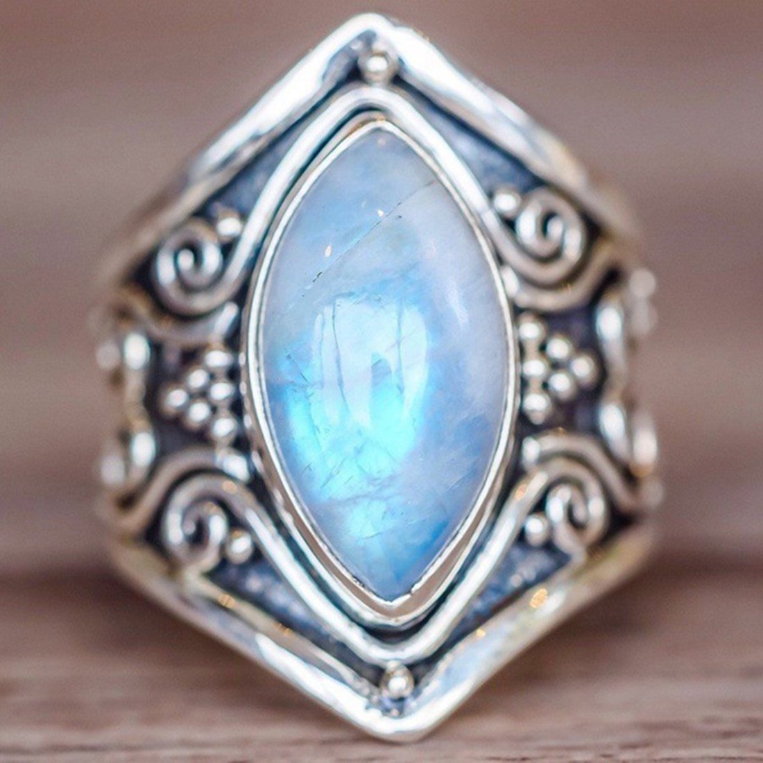 
	Vintage Moonstone Finger Ring Trendy Finger Accessories Gift Jewelry for Women