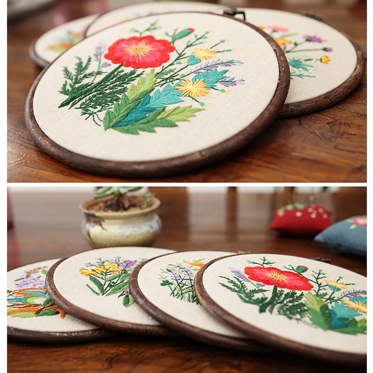 
	Embroidery Starter Kit With Pattern Stamped Embroidery Kit Including Embroidery Cloth With Pattern Bamboo Embroidery Hoop Color Threads Needle Kit