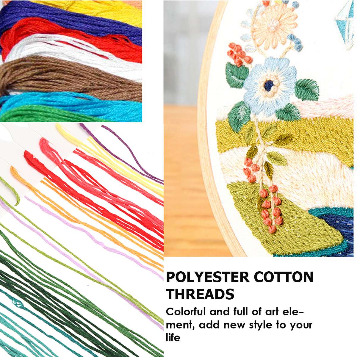 
	Embroidery Starter Kit With Pattern Stamped Embroidery Kit Including Embroidery Cloth With Pattern Bamboo Embroidery Hoop Color Threads Needle Kit