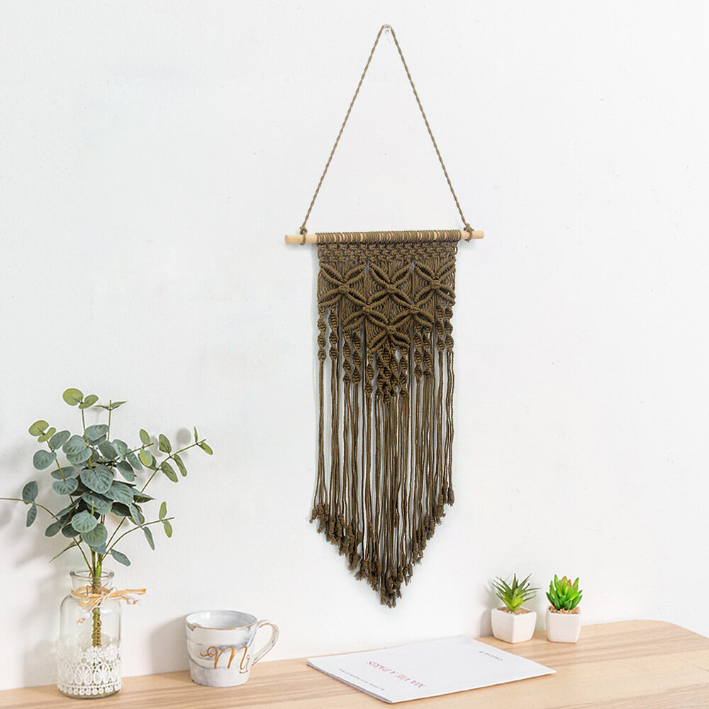 
	100%Cotton Bohemian Solid Color Handmade Macrame Wall Hanging Woven Wall Art Decor Macrame Tapestry