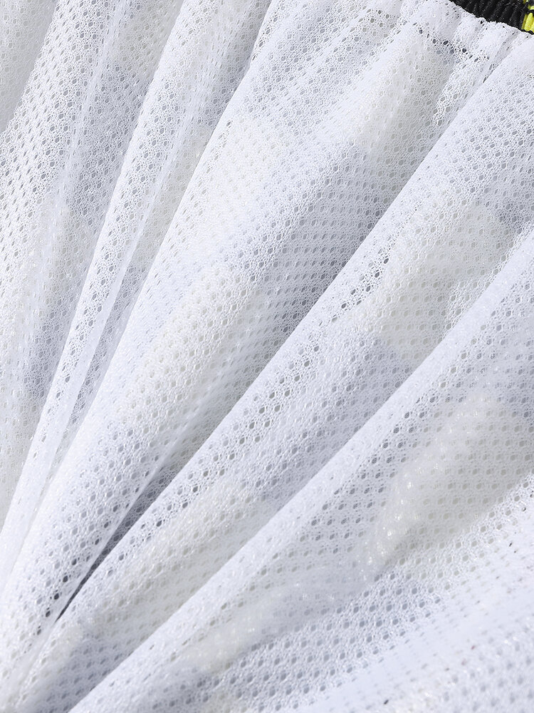 
	Mens Two Tone Checkered Patchwork Mesh Lined Breathable Drawstring Swim Trunks