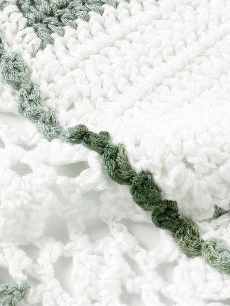 
	Knit Crochet Open Back Halter Tassel Bohemian Crop Top