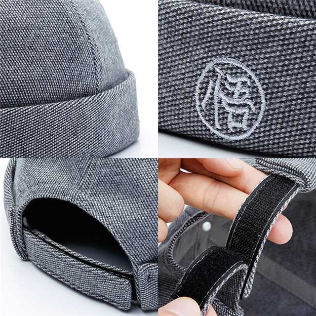 
	Men & Women Vintage Brimless Cap Adjustable Embroidery Skull Cap Warm Rolled Skull Cap Chinese Enlightenment