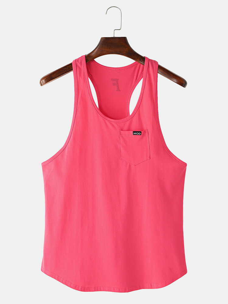 
	Soft Solid Color Vest Quick Drying Loose Fitting Sleeveless Muscle Athletic Gym Tank Tops