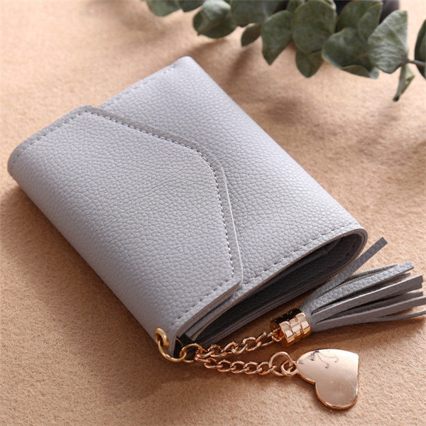 
	Tassel Candy Color Small Short Wallet Purse Card Holder For Women