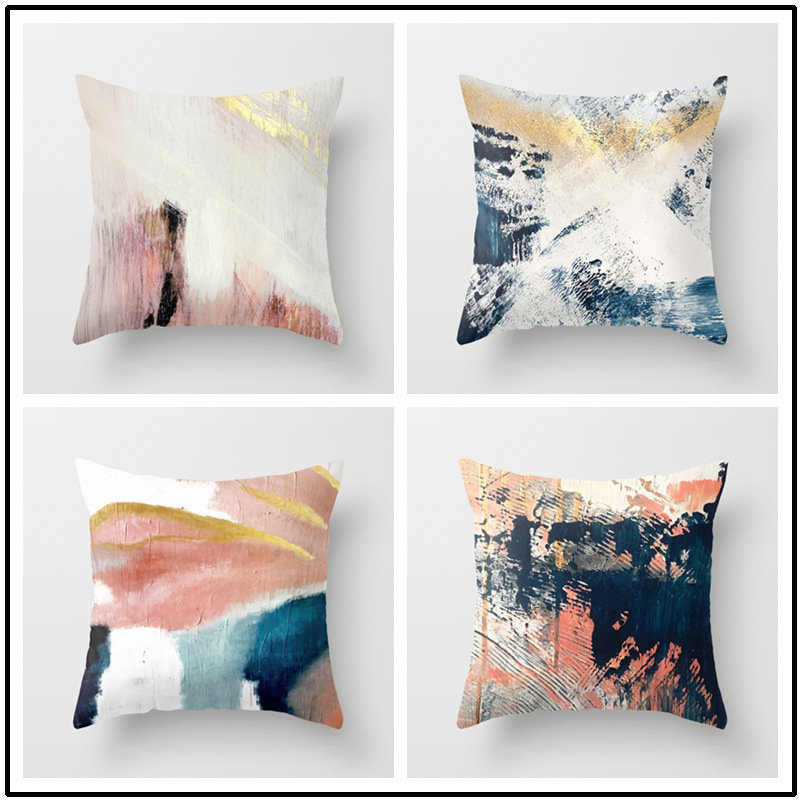 
	INS Abstract Color Painted Linen Cotton Throw Pillow Cover Windowsill Decor Home Sofa Pillowcases