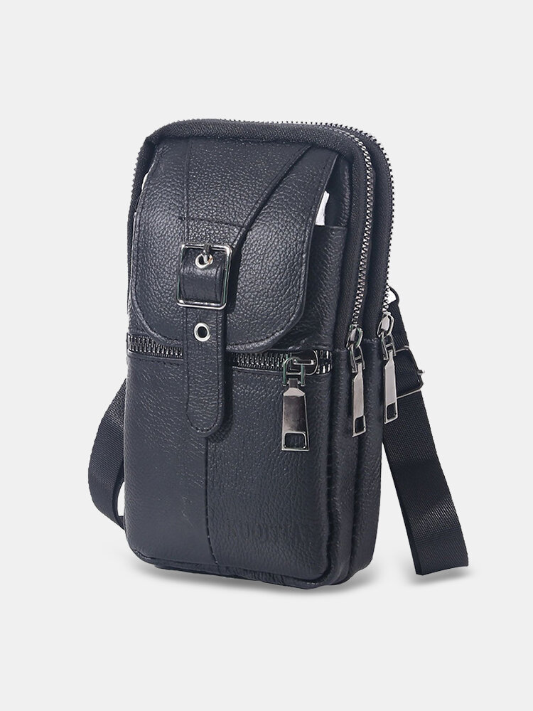 
	Men’s Leather Casual Mini Waist Bag Portable Outdoor Sports Waist Bag