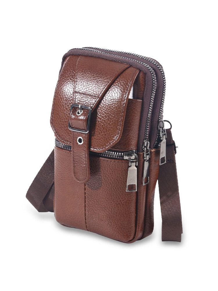 
	Men’s Leather Casual Mini Waist Bag Portable Outdoor Sports Waist Bag