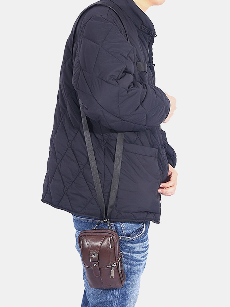 
	Men’s Leather Casual Mini Waist Bag Portable Outdoor Sports Waist Bag