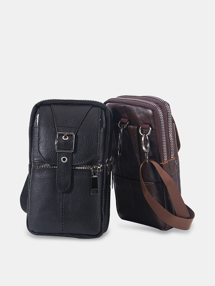
	Men’s Leather Casual Mini Waist Bag Portable Outdoor Sports Waist Bag