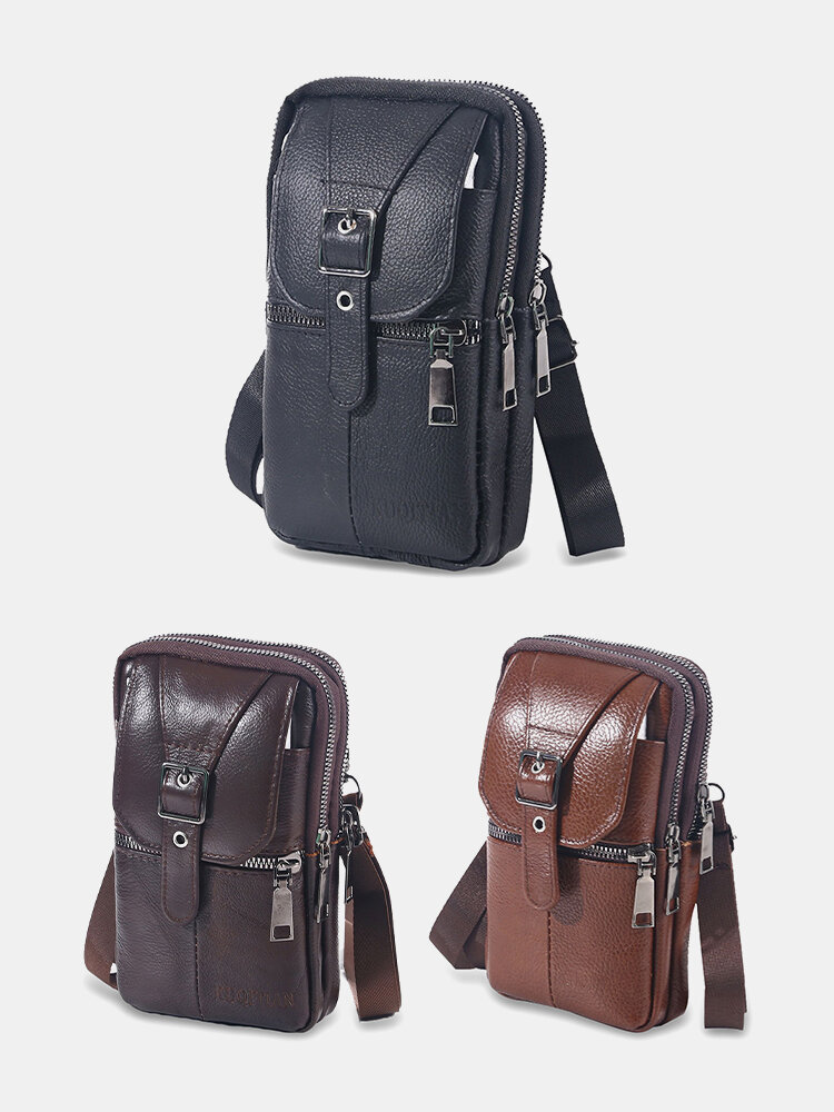 
	Men’s Leather Casual Mini Waist Bag Portable Outdoor Sports Waist Bag