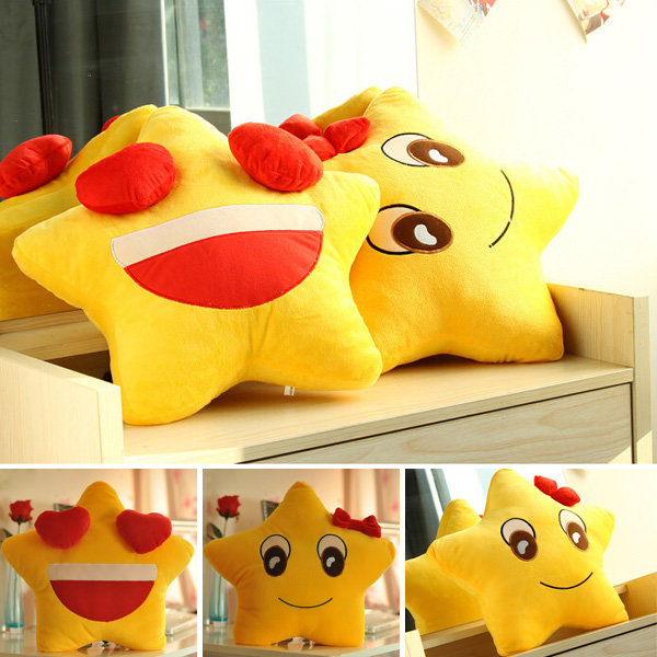 
	Funny Cute Lovers Yellow Star Throw Pillow Expression Soft Plush Sofa Car Office Cushion