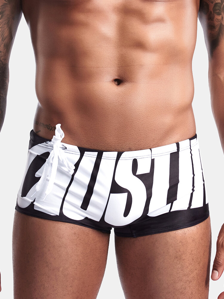 
	Men Character Print Swim Trunks Sport Hot Spring Breathable Stretch Swimwear