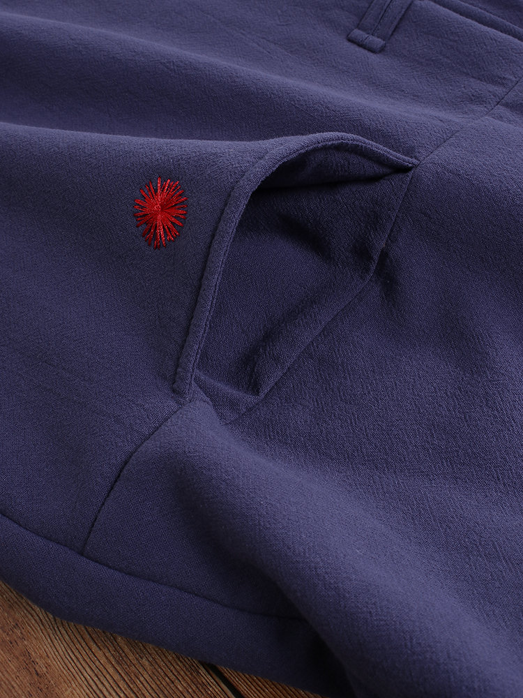 
	Vintage Embroidered Warm Fleece Frog Button Winter Coat