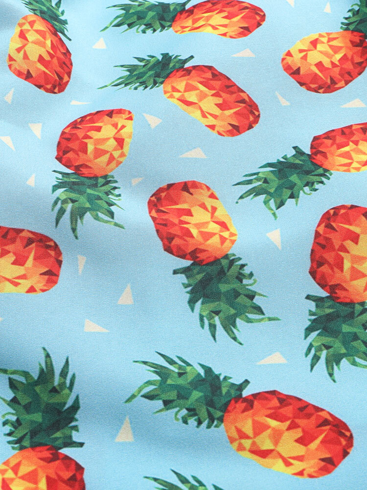 
	Mens Pineapple Print Drawstring Swim Trunk With Mesh Lined