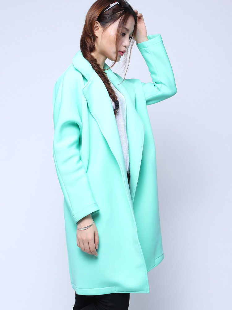 
	Space Cotton Outerwear Green Long Sleeve Cardigan Coat