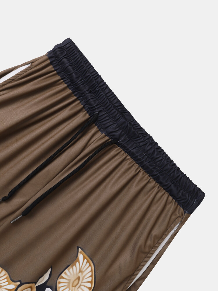 
	Mens Vintage Plant Print Button Up Short Two Pieces Outfits