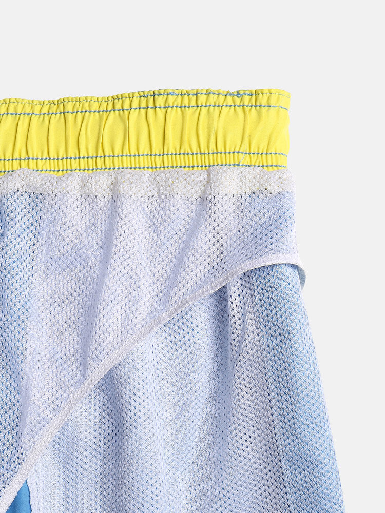 
	Men Solid Mesh Lined Drawstring Elastic Waist Cosy Board Shorts