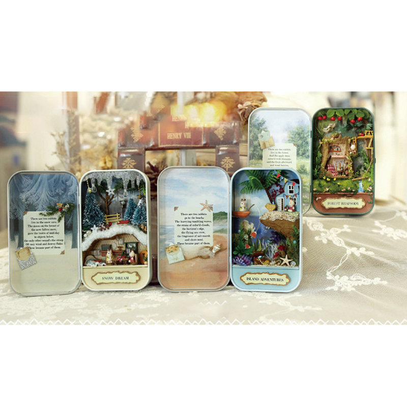 
	DIY Christmas Dollhouse Wooden Miniature Kit With Voice Control Light Christmas Gift