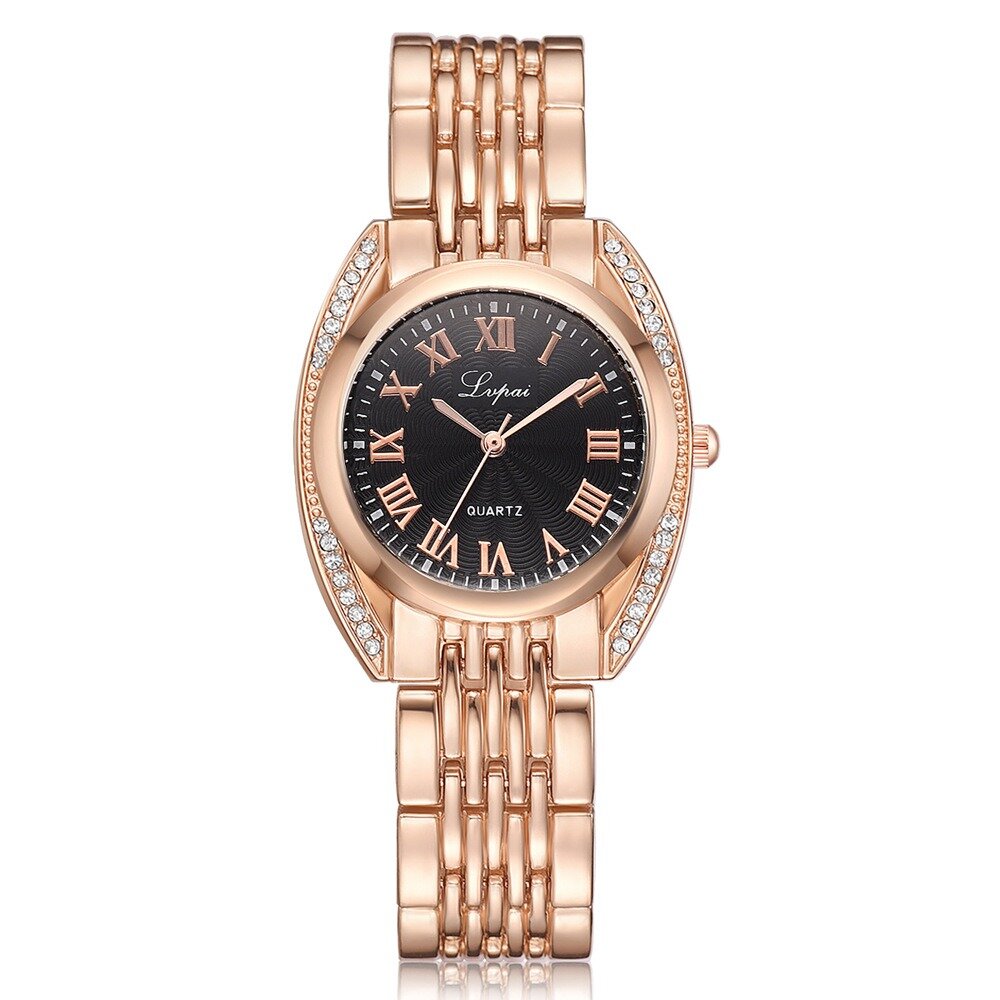 
	Trendy Roman Number Quartz Watch Casual Stainless Steel Women Watch