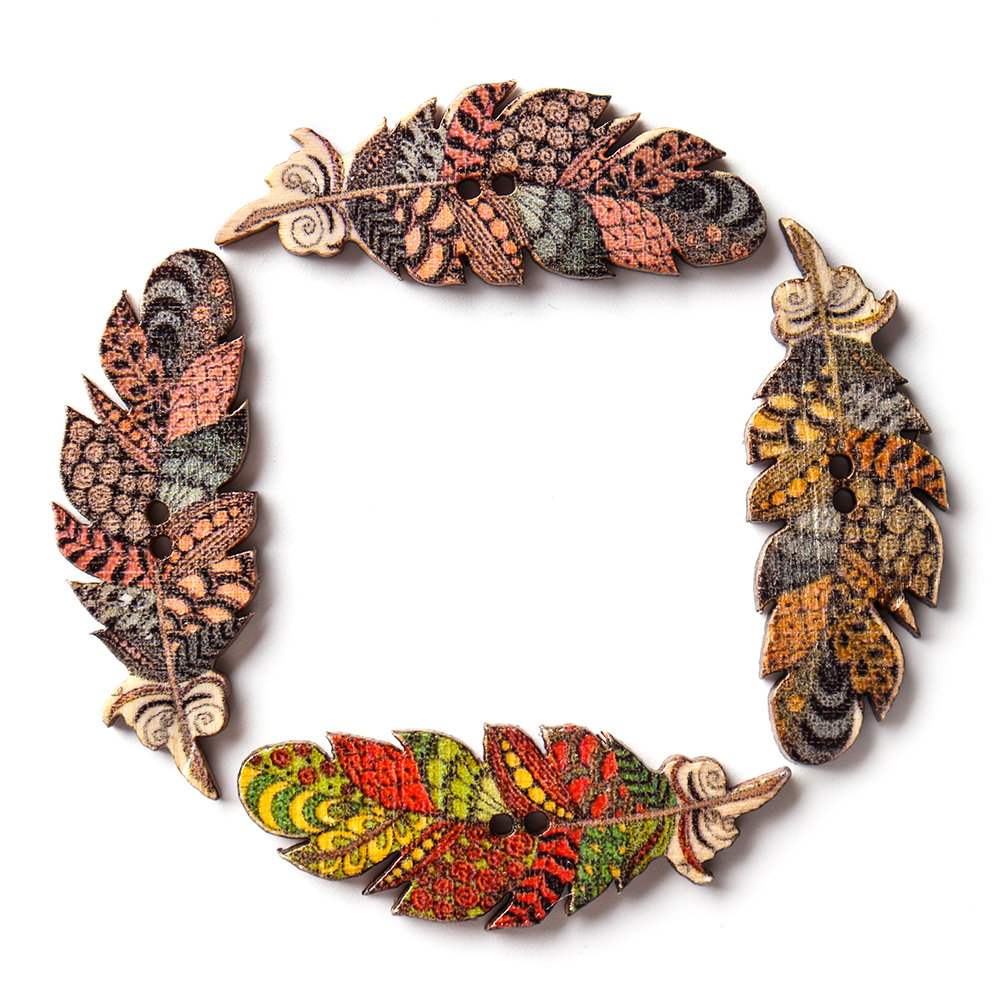 
	50 Pcs Feather Shape Natural Wood Sewing Buttons Fastness DIY Wooden Buttons Handcraft Material