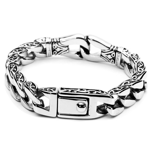 
	Vintage Silver Tone 316L Stainless Steel Bracelet